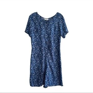 VTG Brittany Nicole Romper Womens Size M Geometric Button Front Short Sleeve